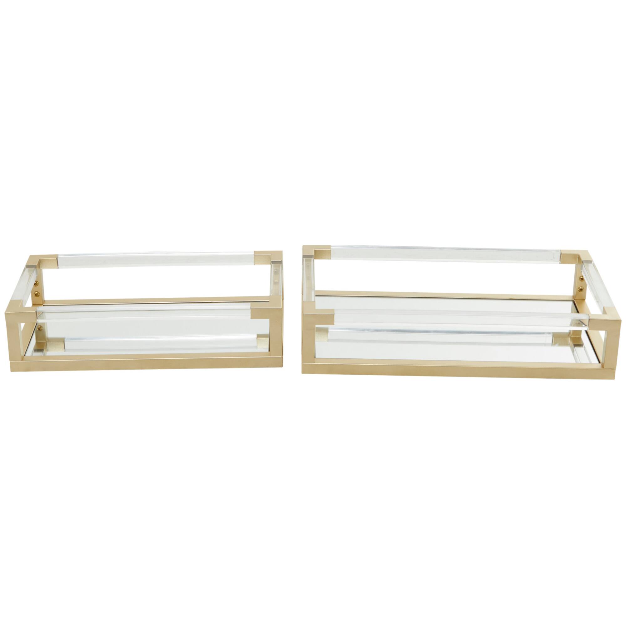CosmoLiving by Cosmopolitan Gold Metal Mirrored Tray Set